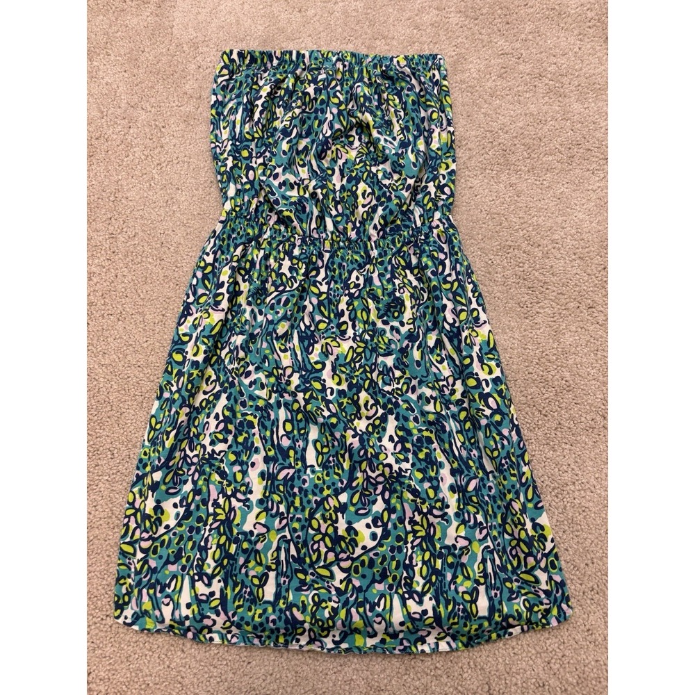 Lilly Pulitzer Windsor Strapless Dress Sea Blue Women's Size Medium Stretch XS